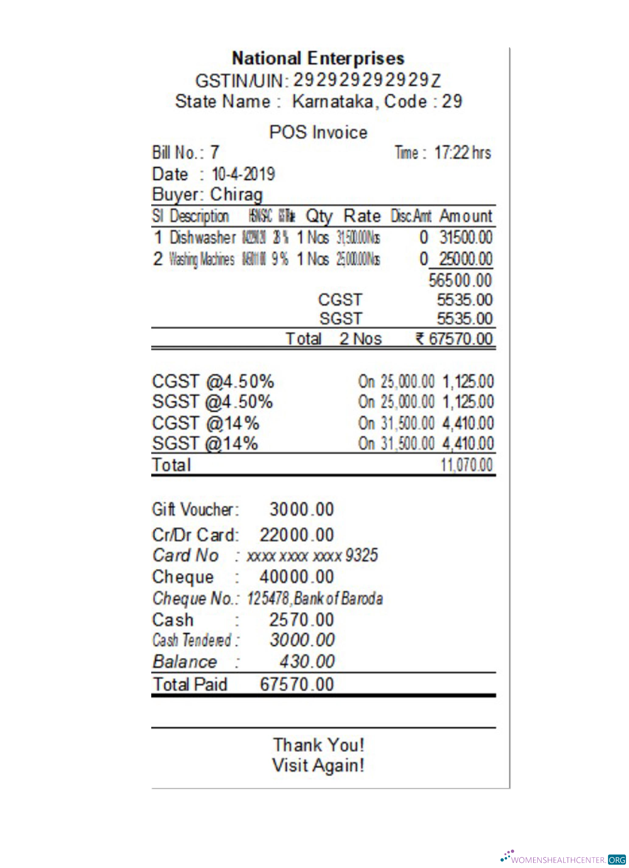 Download NATIONAL ENTERPRISES payment receipt Photoshop template